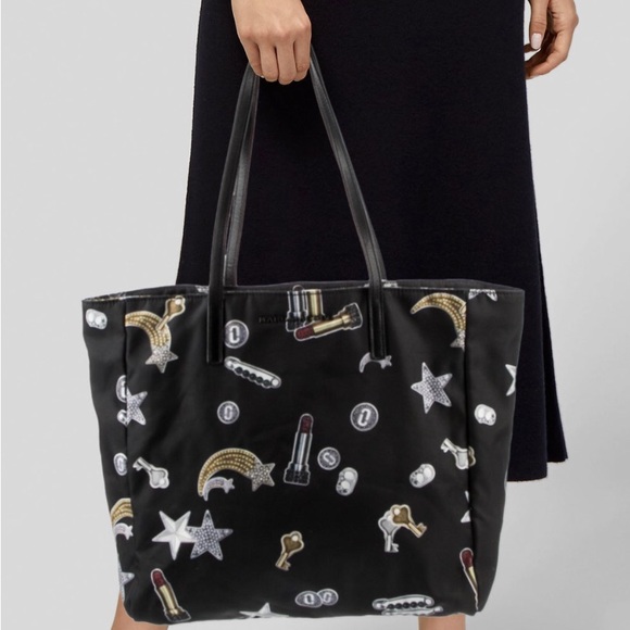 Marc Jacobs Graphic Print Nylon Tote Satchel Bag EUC Stars Keys Rainbows - Picture 2 of 14